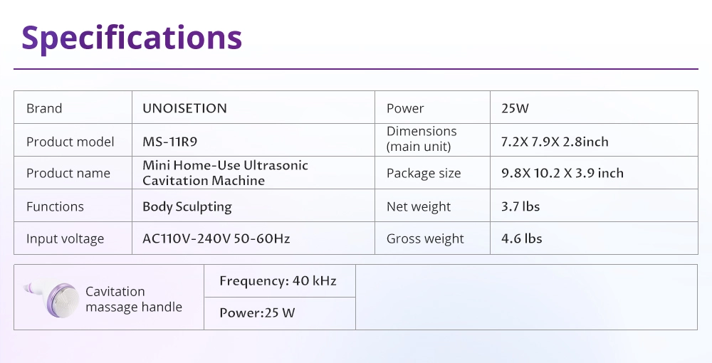 40k slimming cavitation machine parameters